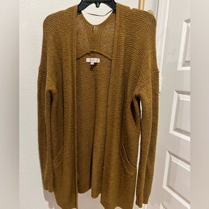 LOFT Warm Tan Open-Front Cardigan